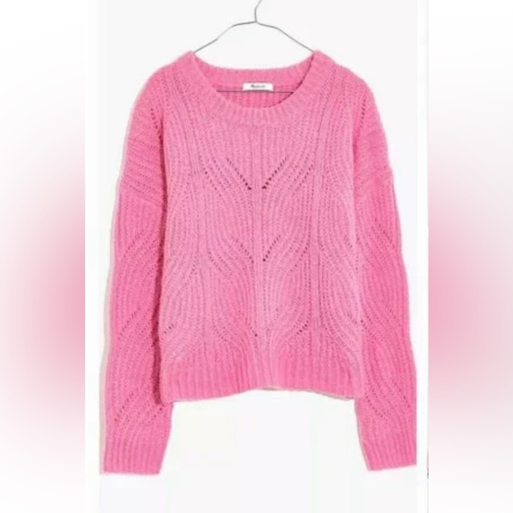 Madewell Charley Alpaca blend Pointelle cable knit pullover womens